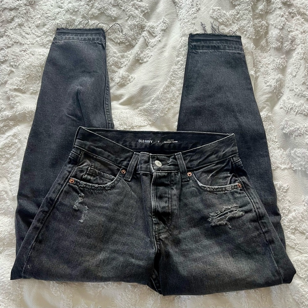 Old Navy Women's Black Slouchy Straight Leg Jeans